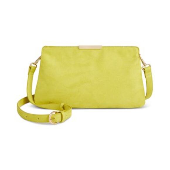 On 34th Women's "Redelle" Small Faux Leather Crossbody Bag in Lemon Lime Yellow - Picture 1 of 7